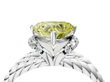 White gold Fancy Yellow Heart  Halo Twisted Band Four-Prong Ring_36