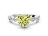 White gold Fancy Yellow Heart  Milgrain Bezel Diamond Engagement Ring with Solitaire Prong Setting_156