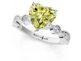 White gold Fancy Yellow Heart  Milgrain Bezel Diamond Engagement Ring with Solitaire Prong Setting_157