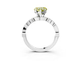 White gold Fancy Yellow Heart  Milgrain Bezel Diamond Engagement Ring with Solitaire Prong Setting_159