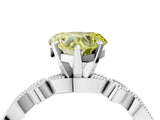 White gold Fancy Yellow Heart  Milgrain Bezel Diamond Engagement Ring with Solitaire Prong Setting_160