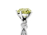 White gold Fancy Yellow Heart  Milgrain Bezel Diamond Engagement Ring with Solitaire Prong Setting_161