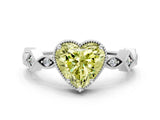 White gold Fancy Yellow Heart  Milgrain Marquise Diamond Twist Band Ring_62
