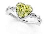 White gold Fancy Yellow Heart  Milgrain Marquise Diamond Twist Band Ring_63
