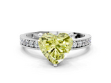 White gold Fancy Yellow Heart  Milgrain Pave Diamond Engagement Ring with Four-Prong Setting_172