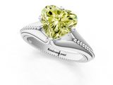 White gold Fancy Yellow Heart  Solitaire Beaded Band Six-Prong Setting_1