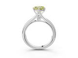 White gold Fancy Yellow Heart  Solitaire Beaded Band Six-Prong Setting_3