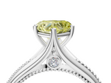White gold Fancy Yellow Heart  Solitaire Beaded Band Six-Prong Setting_4