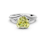 White gold Fancy Yellow Heart  Solitaire Beaded Band Six-Prong Setting