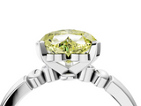 White gold Fancy Yellow Heart  Solitaire Beaded Band with Four-Prong Setting_62