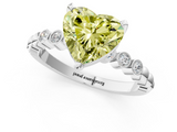 White gold Fancy Yellow Heart  Solitaire Bezel Accent Diamond Engagement Ring with Beaded Band and Four-Prong Setting_79