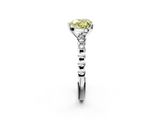 White gold Fancy Yellow Heart  Solitaire Bezel Accent Diamond Engagement Ring with Beaded Band and Four-Prong Setting_80