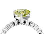 White gold Fancy Yellow Heart  Solitaire Bezel Accent Diamond Engagement Ring with Beaded Band and Four-Prong Setting_82