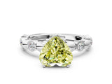 White gold Fancy Yellow Heart  Solitaire Bezel-Set Diamond Ring with Beaded Band and Four-Prong Setting_32