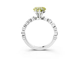 White gold Fancy Yellow Heart  Solitaire Bezel-Set Diamond Ring with Beaded Band and Four-Prong Setting_35