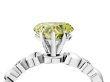 White gold Fancy Yellow Heart  Solitaire Bezel-Set Diamond Ring with Beaded Band and Four-Prong Setting_36