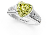 White gold Fancy Yellow Heart  Solitaire Bezel-Set Diamond Ring with Channel-Set Band_39