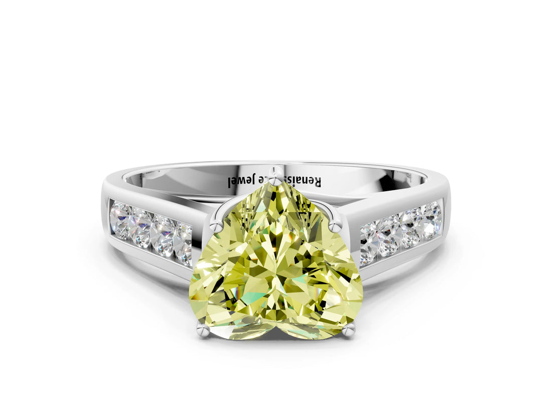 White gold Fancy Yellow Heart  Solitaire Channel-Set Diamond Engagement Ring with Four-Prong Setting_32