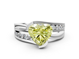 White gold Fancy Yellow Heart  Solitaire Channel-Set Split Shank Ring with Tension Prong Setting_3