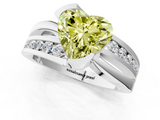 White gold Fancy Yellow Heart  Solitaire Channel-Set Split Shank Ring with Tension Prong Setting_4