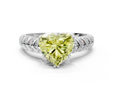 White gold Fancy Yellow Heart  Solitaire Chevron Pave Diamond Engagement Ring with Six-Prong Setting_3
