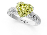White gold Fancy Yellow Heart  Solitaire Chevron Pave Diamond Engagement Ring with Six-Prong Setting_4