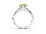 White gold Fancy Yellow Heart  Solitaire Chevron Pave Diamond Engagement Ring with Six-Prong Setting_6