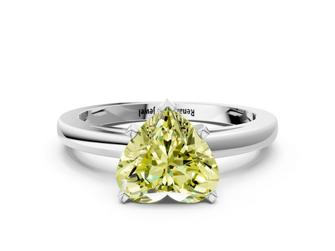 White gold Fancy Yellow Heart  Solitaire Diamond Engagement Ring with Four-Prong Setting on a Classic Band_3