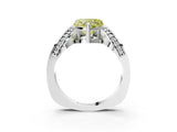 White gold Fancy Yellow Heart  Solitaire Diamond Engagement Ring with Pave Band and Four-Prong Setting 3