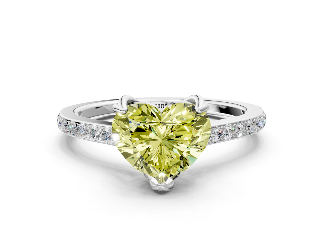 White gold Fancy Yellow Heart  Solitaire Diamond Engagement Ring with Pave Band and Six-Prong Setting_20