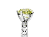 White gold Fancy Yellow Heart  Solitaire Diamond Engagement Ring with XO Engraved Band and Four-Prong Setting
