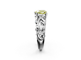 White gold Fancy Yellow Heart  Solitaire Diamond Leaf Vine Band with Prong Setting_50
