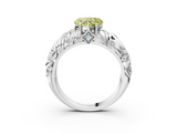 White gold Fancy Yellow Heart  Solitaire Diamond Leaf Vine Band with Prong Setting_51