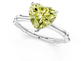 White gold Fancy Yellow Heart  Solitaire Diamond Ring with Bamboo Band and Four-Prong Setting_34