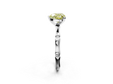White gold Fancy Yellow Heart  Solitaire Diamond Ring with Bamboo Band and Four-Prong Setting_35