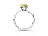 White gold Fancy Yellow Heart  Solitaire Diamond Ring with Bamboo Band and Four-Prong Setting_36