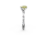 White gold Fancy Yellow Heart  Solitaire Diamond Ring with Bezel Set Side Stones and Prong Setting_5