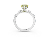 White gold Fancy Yellow Heart  Solitaire Diamond Ring with Bezel Set Side Stones and Prong Setting_6