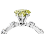 White gold Fancy Yellow Heart  Solitaire Diamond Ring with Bezel Set Side Stones and Prong Setting_7