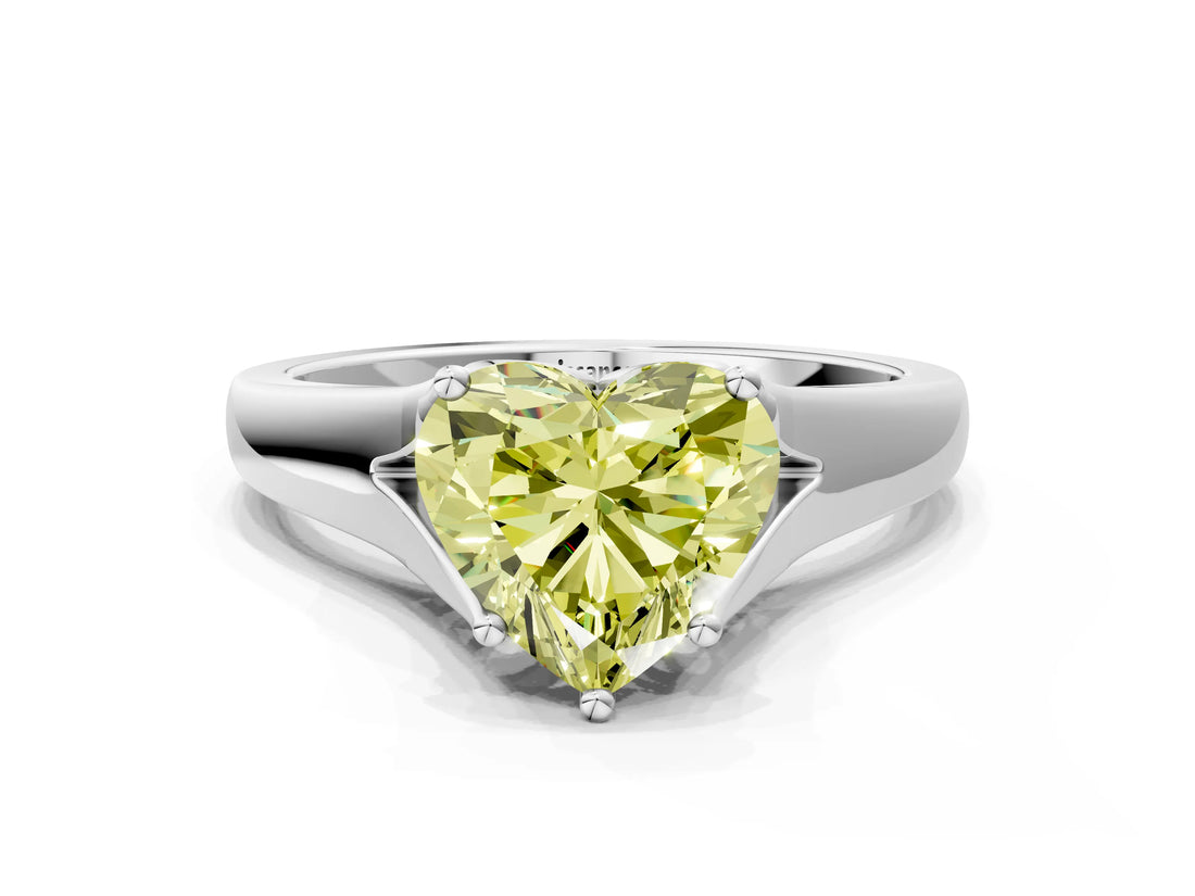 White gold Fancy Yellow Heart  Solitaire Diamond Ring with Cathedral Band and Four-Prong Setting_66