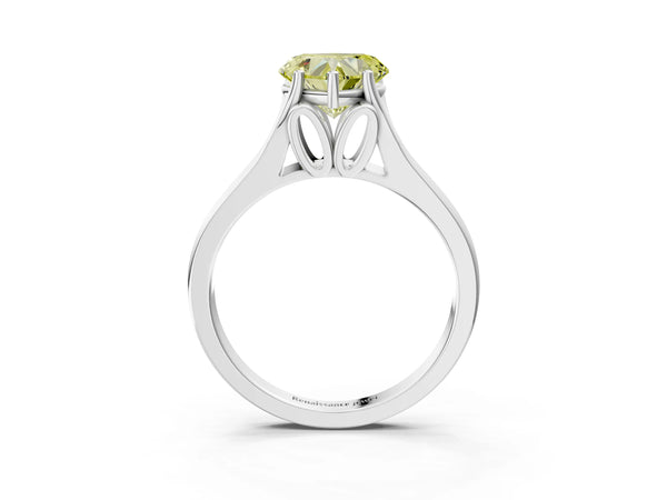 Platinum Heart-Shaped Cathedral Solitaire Engagement Ring Setting for Fancy Yellow Center with Split Shoulders
