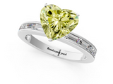 White gold Fancy Yellow Heart  Solitaire Diamond Ring with Channel-Set Baguette Band and Four-Prong Setting_95