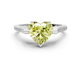 White gold Fancy Yellow Heart  Solitaire Diamond Ring with Channel Set Band and Bezel Prong Setting_74