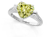 White gold Fancy Yellow Heart  Solitaire Diamond Ring with Channel Set Band and Bezel Prong Setting_75
