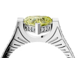 White gold Fancy Yellow Heart  Solitaire Diamond Ring with Channel Set Band and Bezel Prong Setting_81