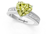 White gold Fancy Yellow Heart  Solitaire Diamond Ring with Channel-Set Band and Four-Prong Setting_4