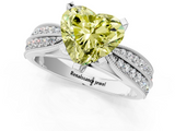 White gold Fancy Yellow Heart  Solitaire Diamond Ring with Milgrain Pavé Band and Four-Prong Setting_20