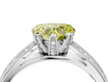 White gold Fancy Yellow Heart  Solitaire Diamond Ring with Milgrain Pavé Band and Four-Prong Setting_24