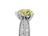 White gold Fancy Yellow Heart  Solitaire Diamond Ring with Milgrain Pavé Band and Four-Prong Setting_25