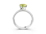 White gold Fancy Yellow Heart  Solitaire Diamond Ring with Milgrain and Black Enamel X Pattern Band_99